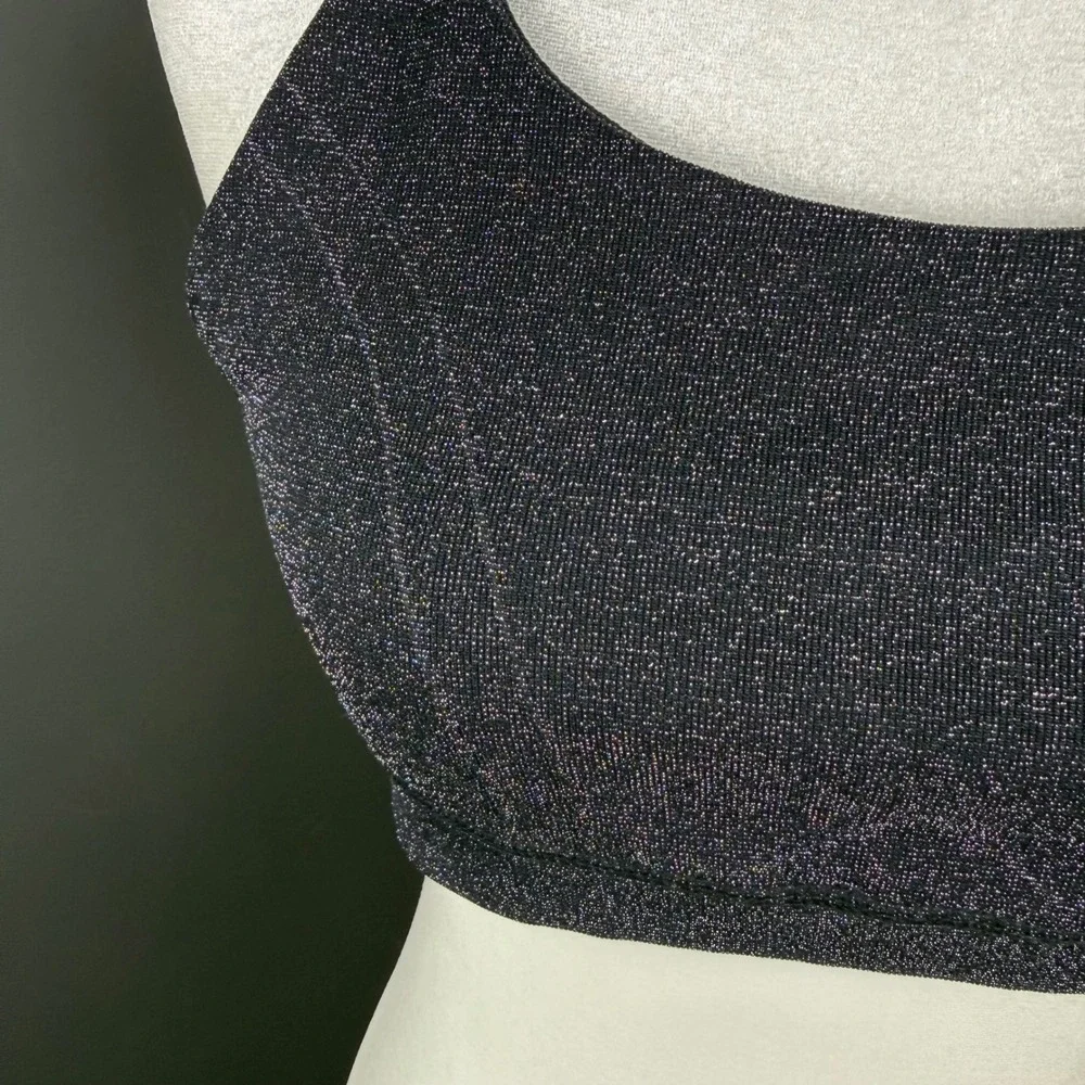 Fabletics Woman's Sparkle Black Low Impact Seamless Strappy‎ Sports Bra- Small